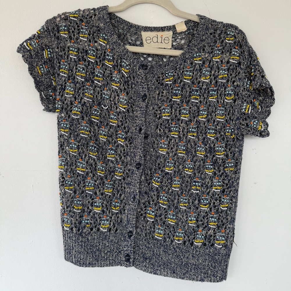 Vintage Anthropologie crochet and beaded cardigan sweater